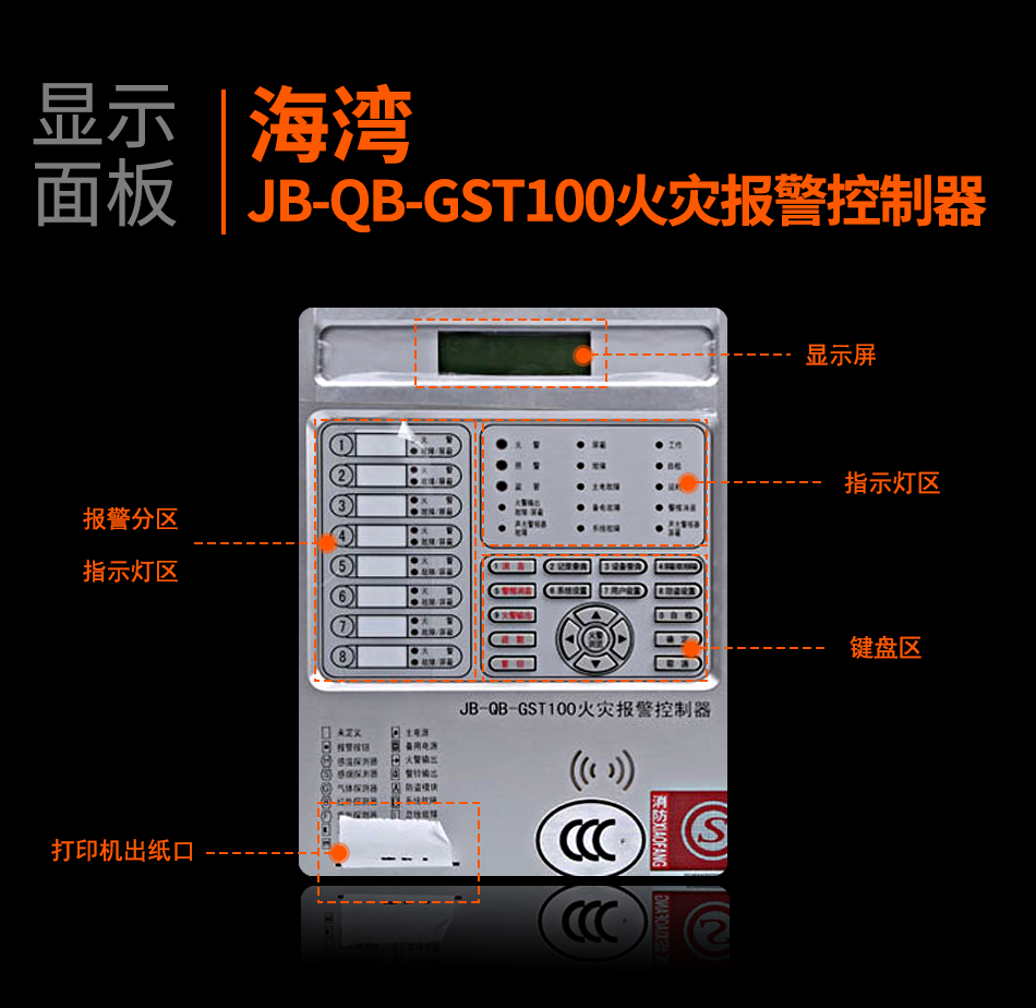 四川海湾JB-QB-GST100四川火灾报警控制器显示面板